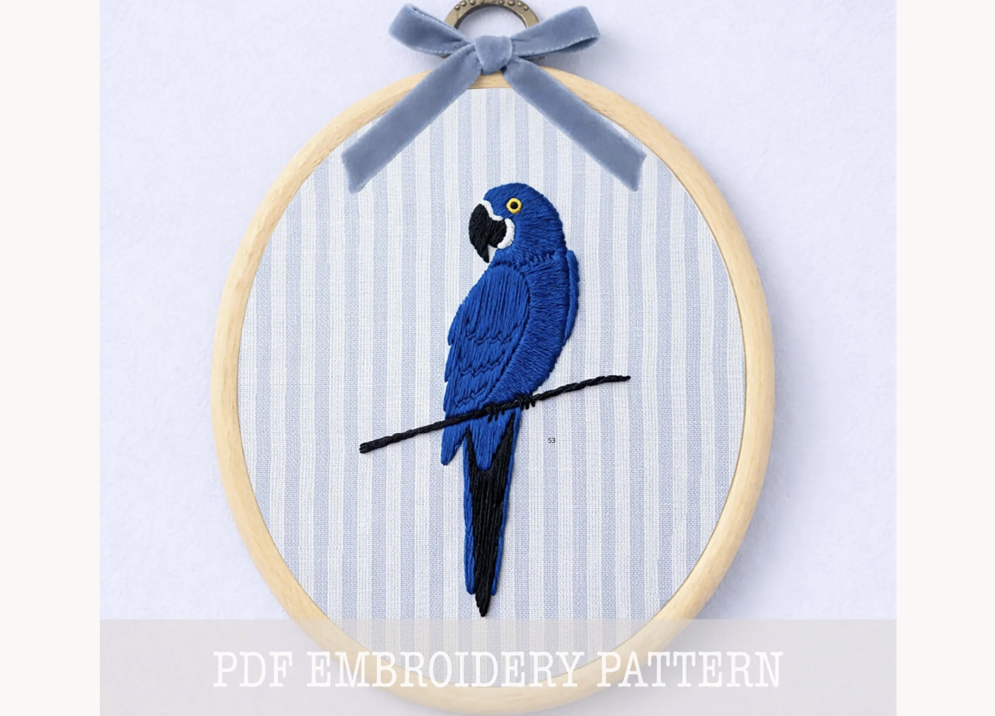 Blue Macaw Parrot Embroidery Pattern