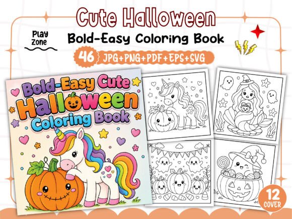 Bold Easy Cute Halloween Coloring Book