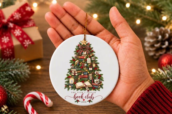 Book Lover Christmas Ornament PNG
