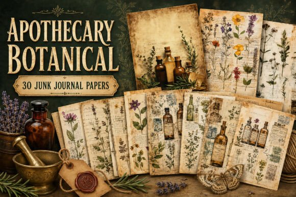 Botanical Apothecary Junk Journal Paper