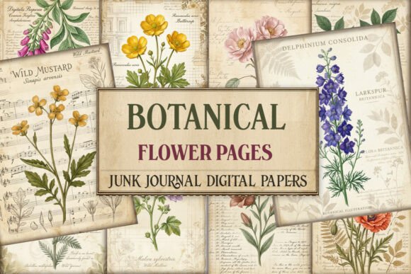 Botanical Flower Pages Junk Journal