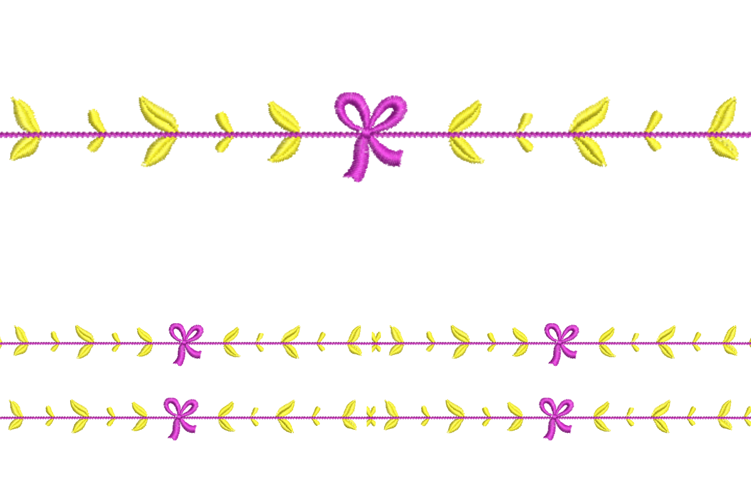 Bow and Leaf Border Embroidery Design
