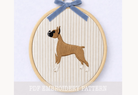 Boxer Dog Portrait Embroidery Pattern