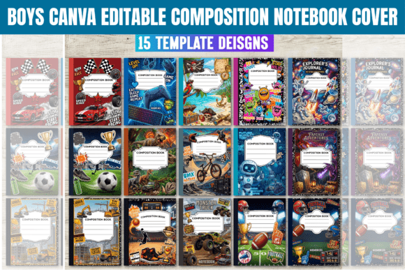 Boys Canva Composition Notebook Template