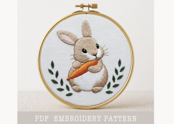 Bunny with Carrot Embroidery Pattern