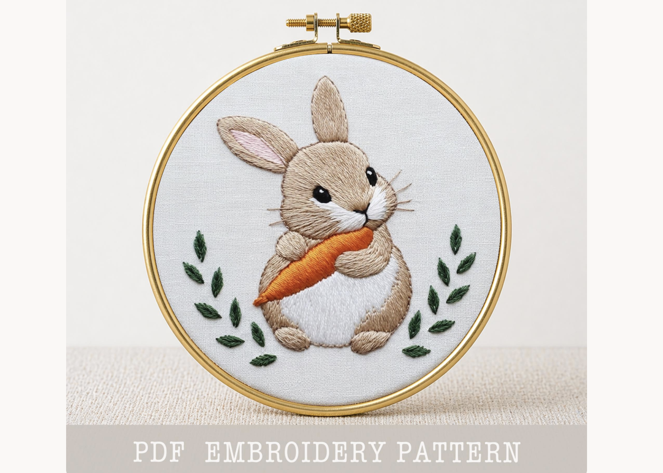 Bunny with Carrot Embroidery Pattern