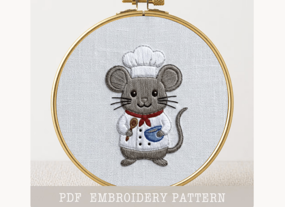Chef Mouse Design Embroidery Pattern