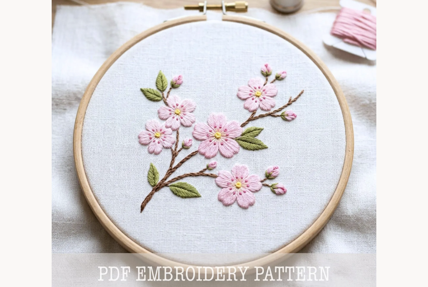 Cherry Blossom Branch Embroidery Pattern