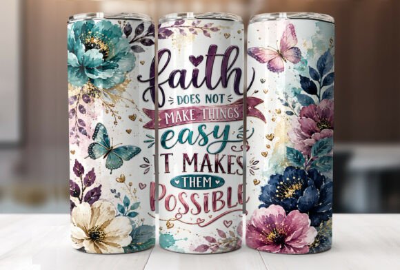 Christian Faith Floral 20oz Tumbler Wrap