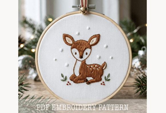Christmas Baby Deer Embroidery Pattern