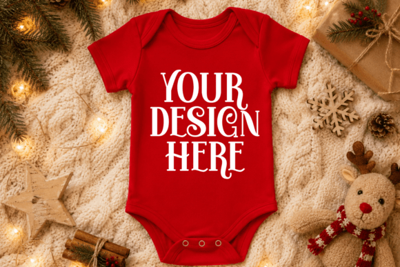 Christmas Baby Onesie Mockup