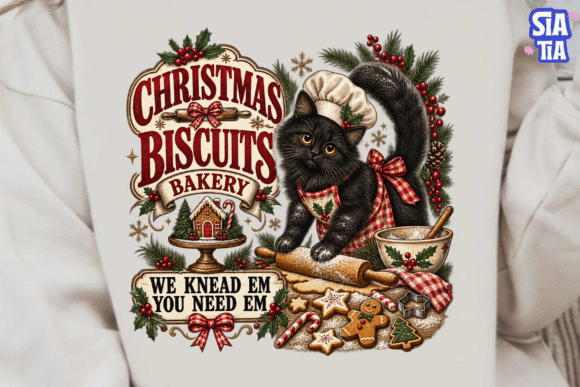 Christmas Biscuits Bakery Cat PNG Tee