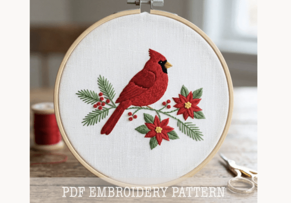 Christmas Cardinal Embroidery Pattern