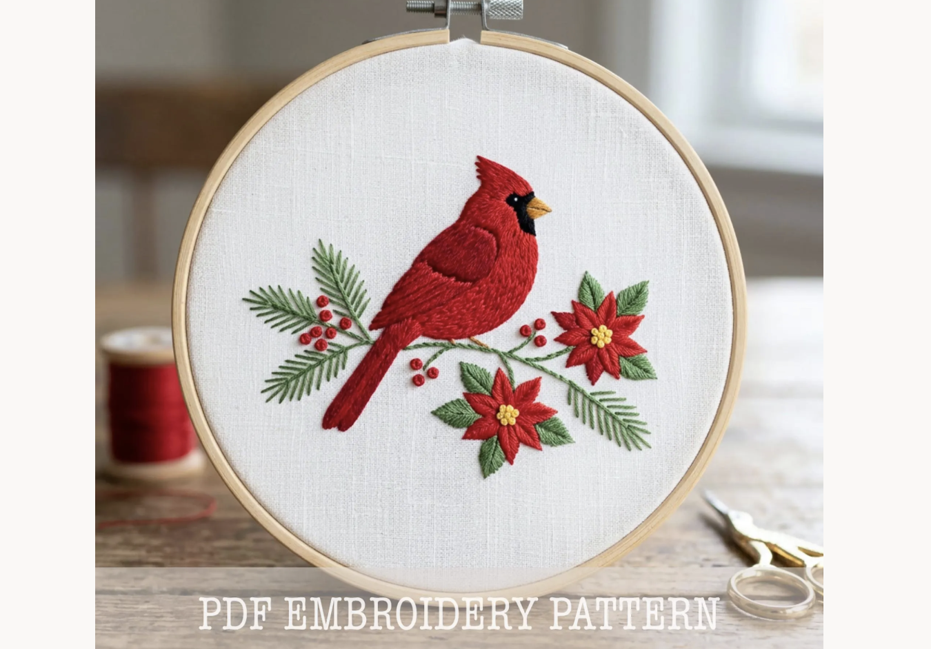 Christmas Cardinal Embroidery Pattern