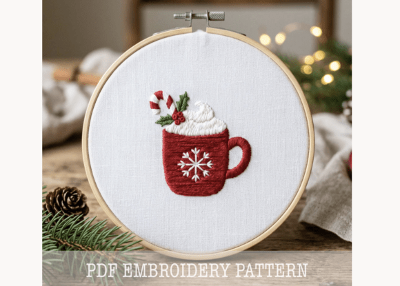 Christmas Cocoa Mug Embroidery Pattern