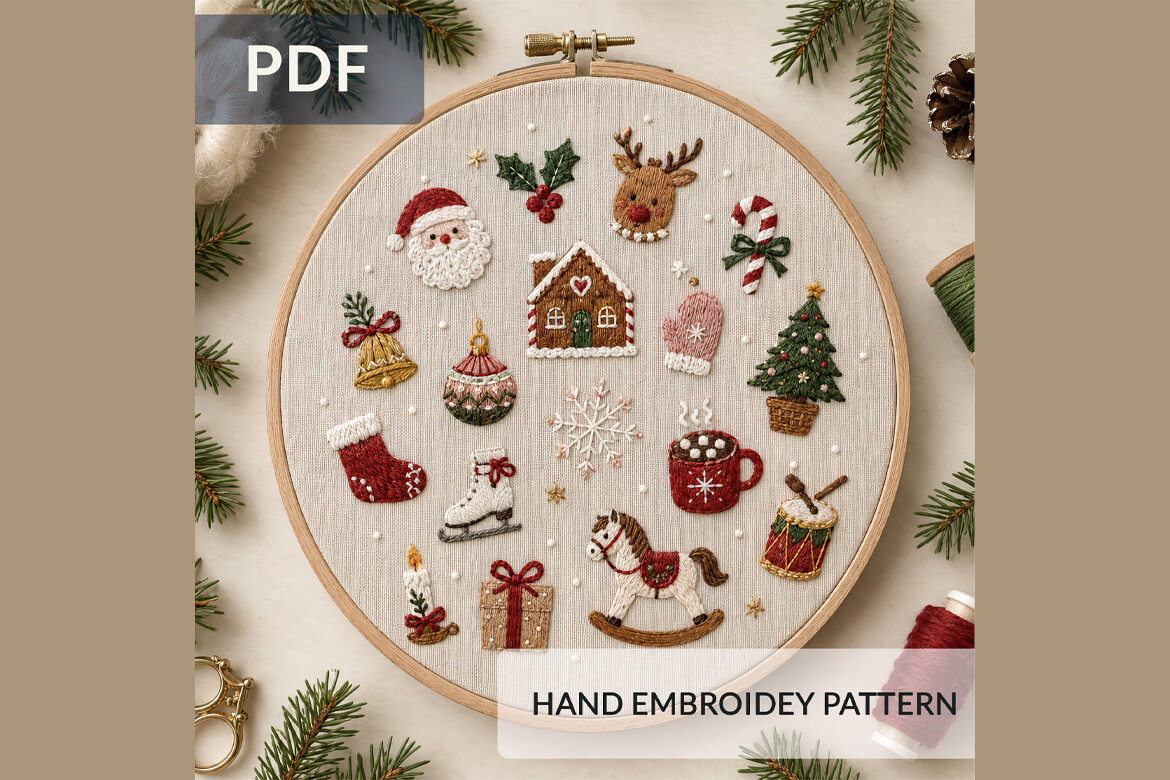 Christmas Embroidery 2 Pattern PDF Cute