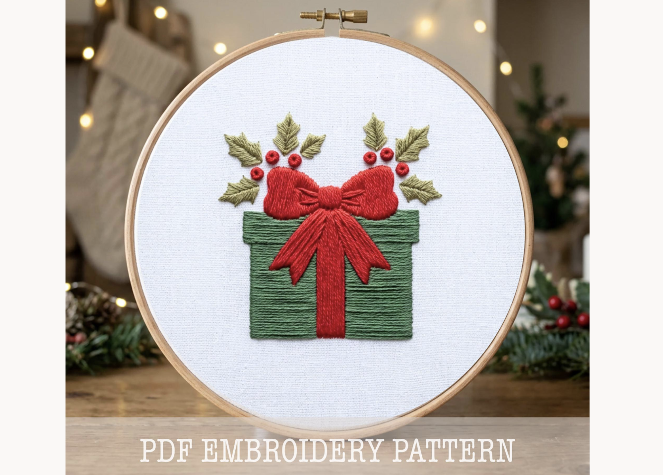 Christmas Gift Box Embroidery Pattern