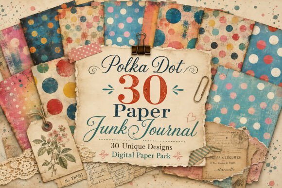 Colorful Grunge Polka Dot Digital Papers