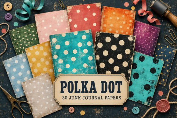 Colorful Grunge Polka Dot Junk Journal