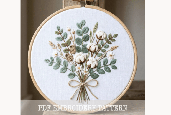 Cotton and Eucalyptus Embroidery Pattern