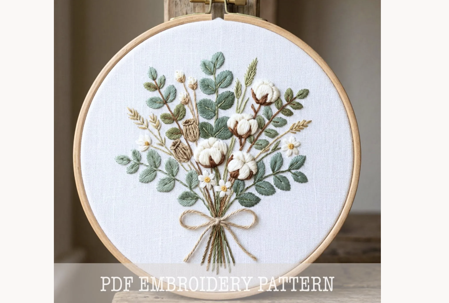 Cotton and Eucalyptus Embroidery Pattern