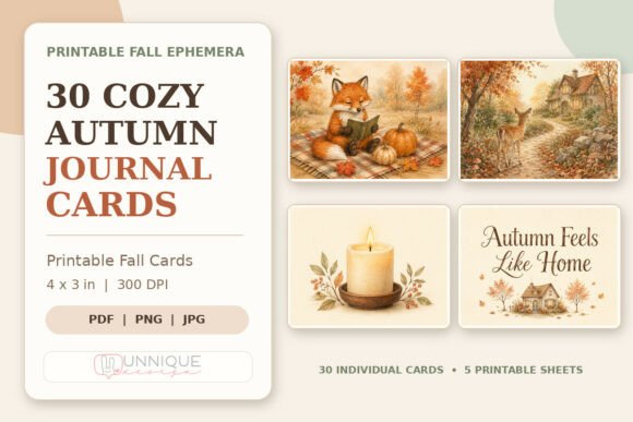 Cozy Autumn Printable Journal Cards