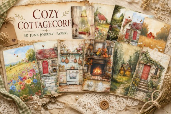 Cozy Country Cottage Junk Journal Papers