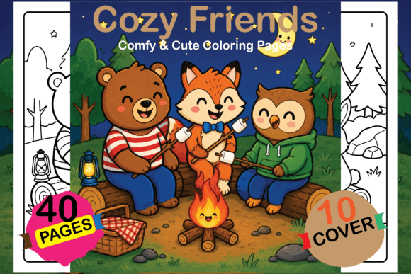 Cozy Friends Comfy & Cute Coloring Pages