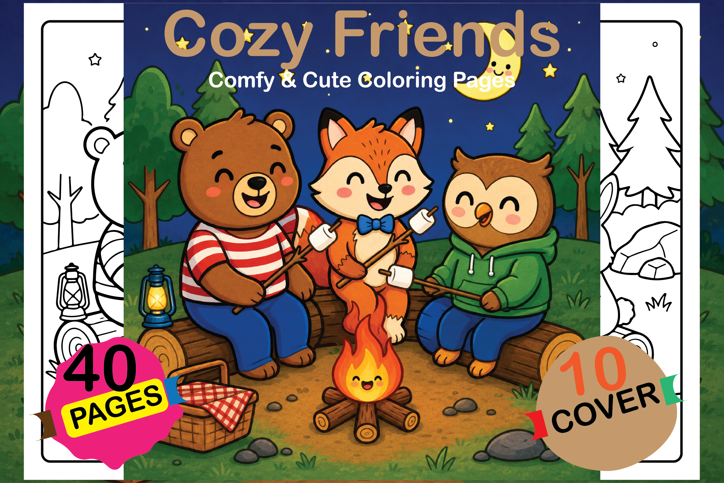 Cozy Friends Comfy & Cute Coloring Pages