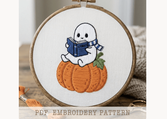 Cozy Ghost Pumpkin Embroidery Pattern