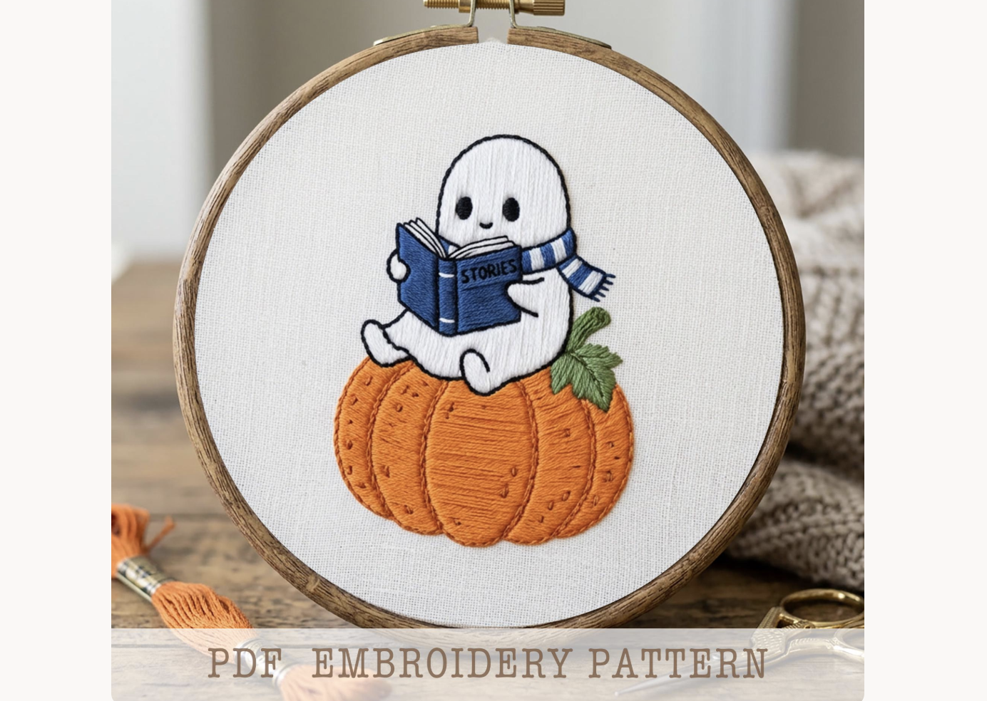 Cozy Ghost Pumpkin Embroidery Pattern