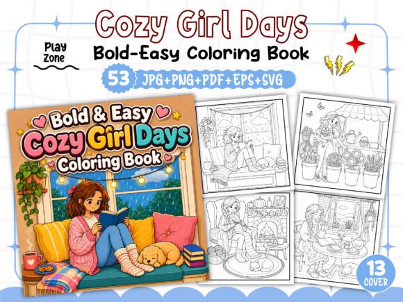 Cozy Girl Days Coloring Book