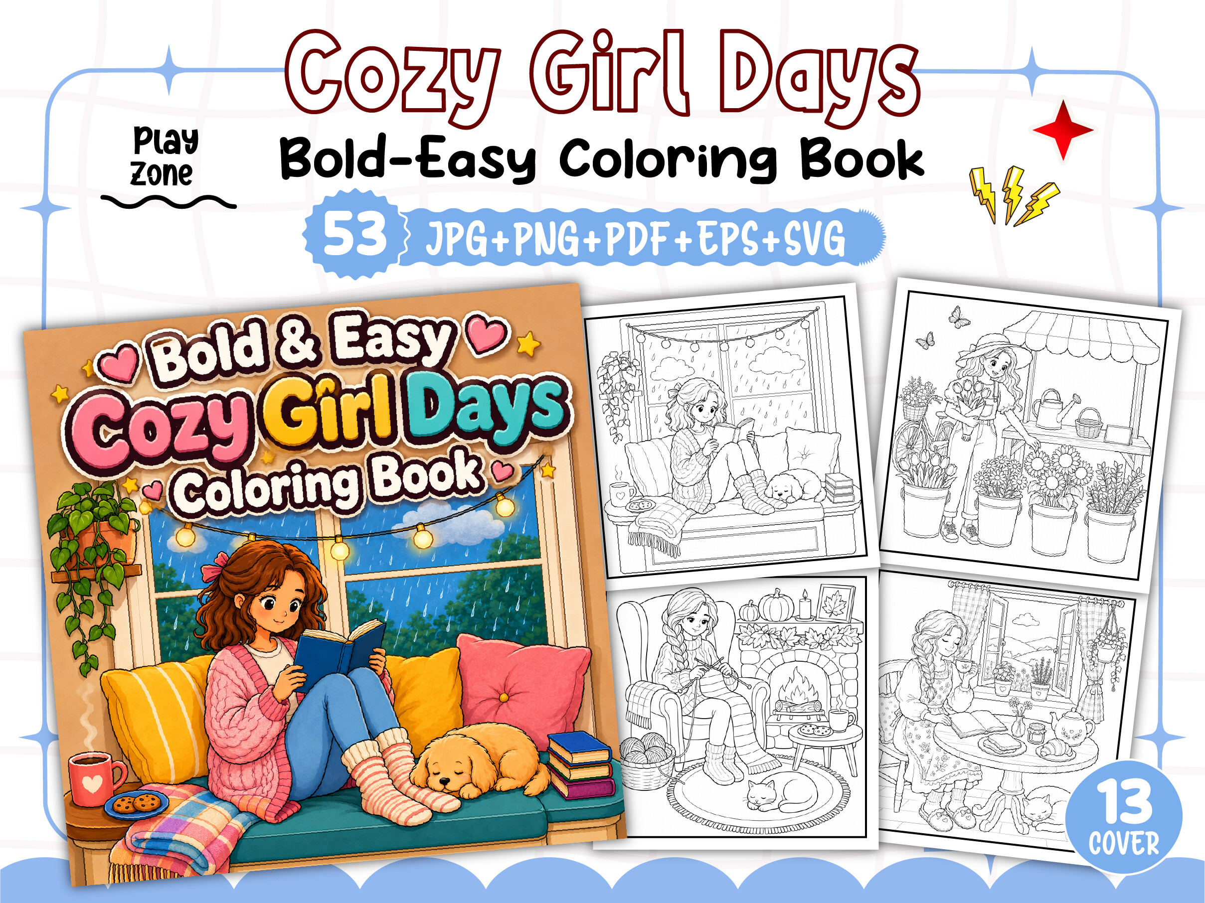 Cozy Girl Days Coloring Book