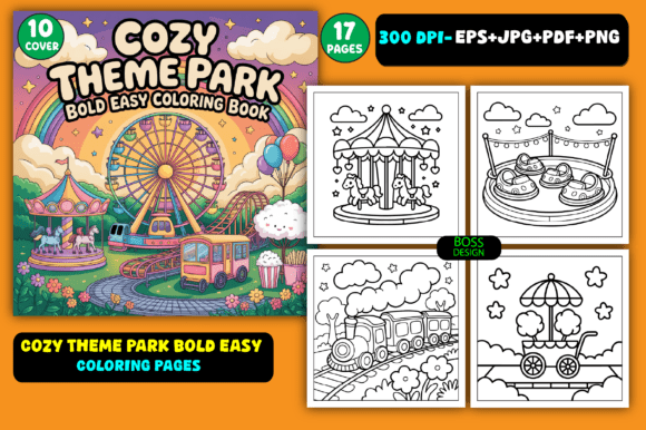 Cozy Theme Park Bold Easy Coloring Pages