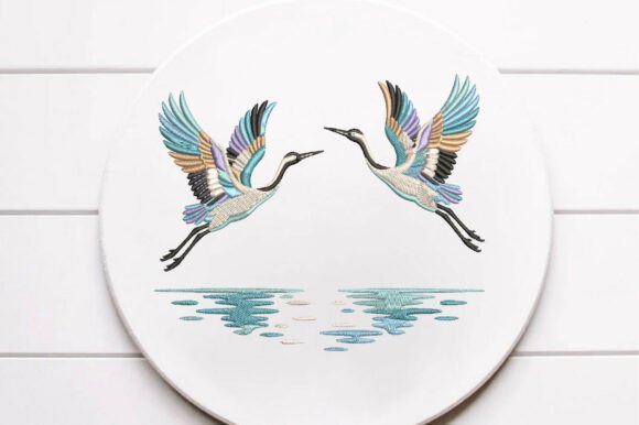 Crane Birds Machine Embroidery