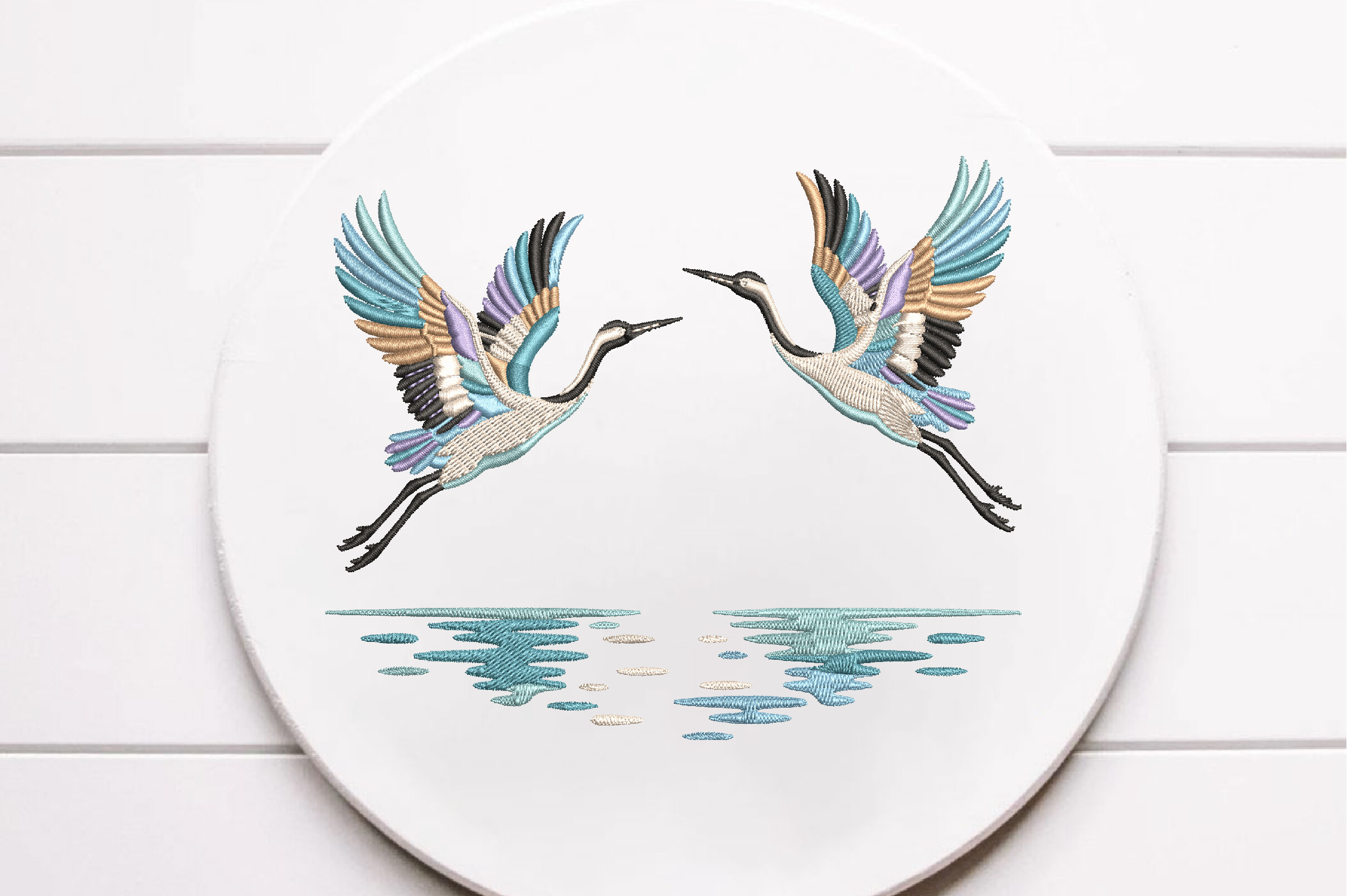 Crane Birds Machine Embroidery