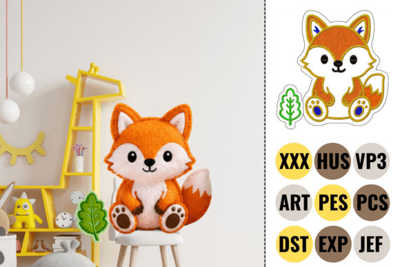 Cute Baby Fox Machine Embroidery Design