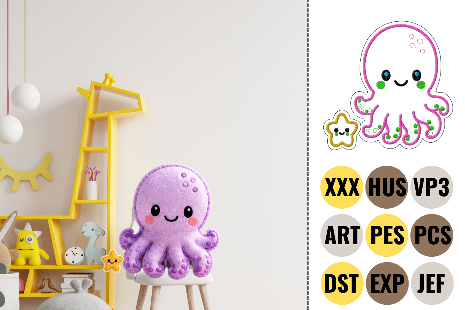 Cute Baby Octopus Embroidery Design