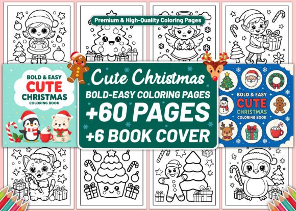 Cute Christmas Bold Easy Coloring Book