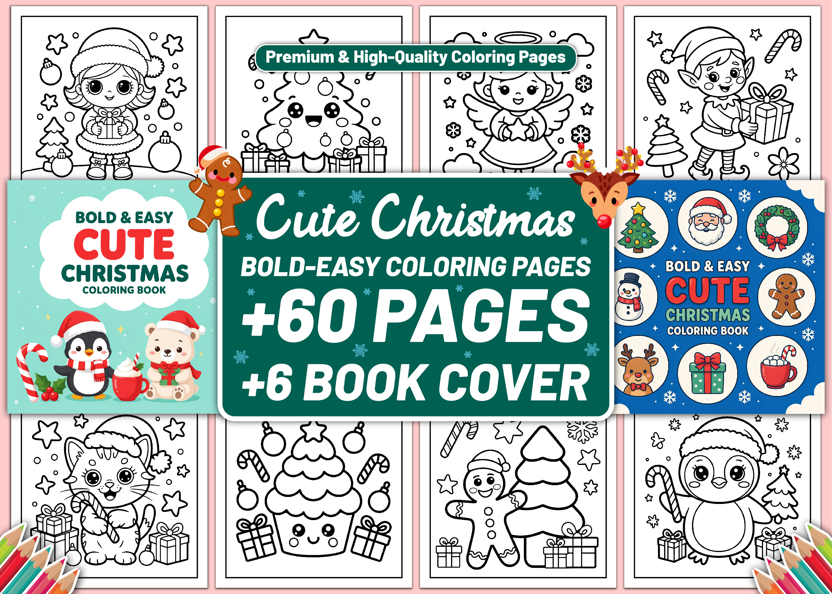 Cute Christmas Bold Easy Coloring Book