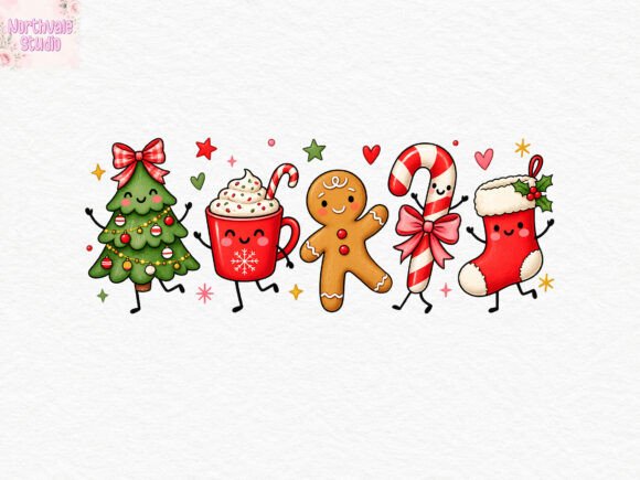 Cute Christmas Doodle Characters PNG