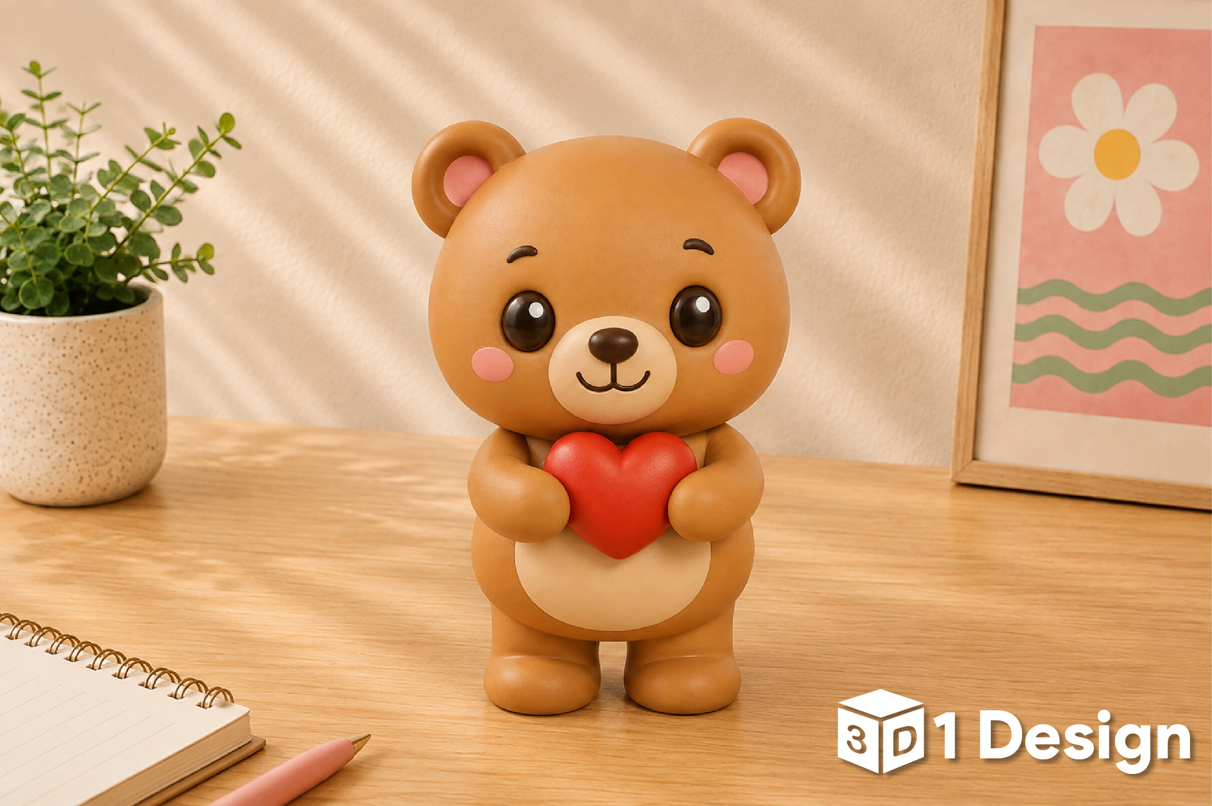 Cute Teddy Bear 3D Print STL + OBJ Model for Decor & Gifts - Image 4