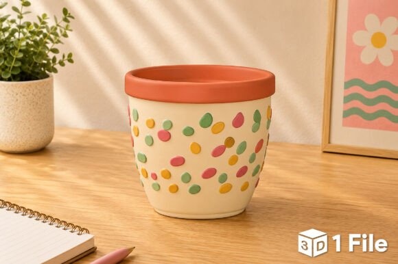 Cute Textured Planter 3D Model STL File