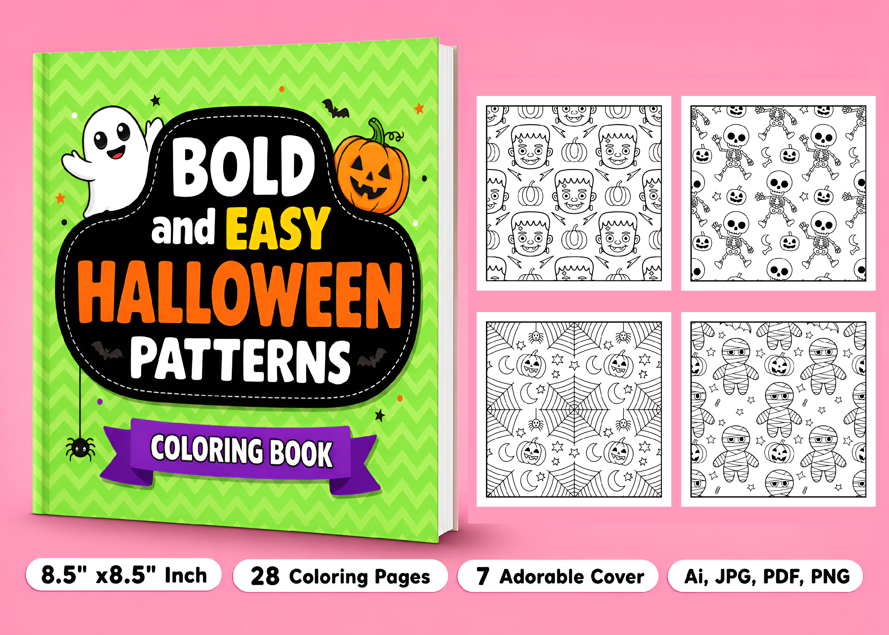 Easy Halloween Patterns Coloring Book