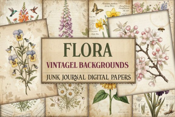 Floral Vintage Backgrounds Junk Journal