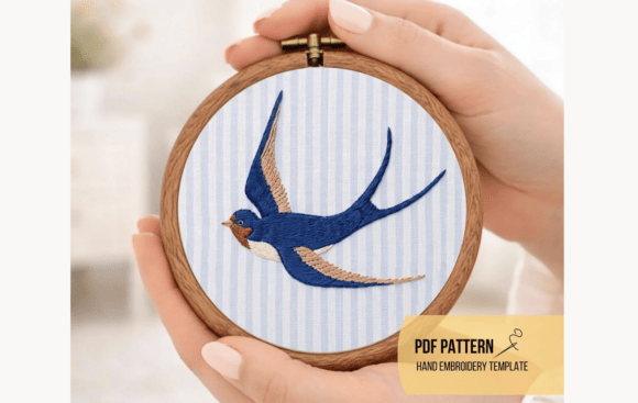 Flying Swallow Bird Embroidery Pattern