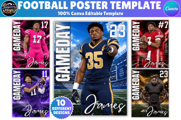 Football Poster Canva Editable Template Graphic Print Templates By Tempvora Magic