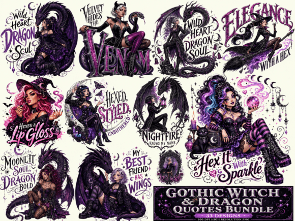 Gothic Witch & Dragon Quotes Bundle