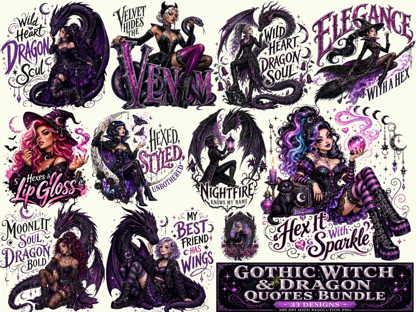Gothic Witch & Dragon Quotes Bundle