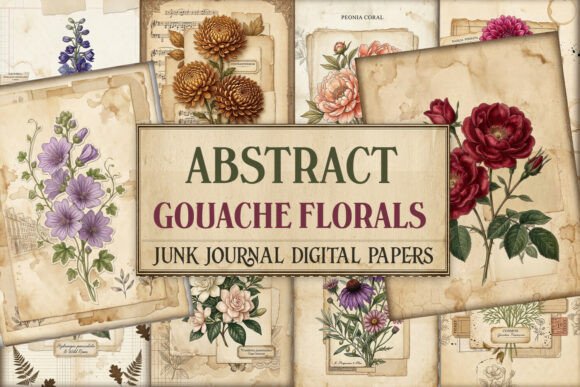 Gouache Floral Junk Journal Pages